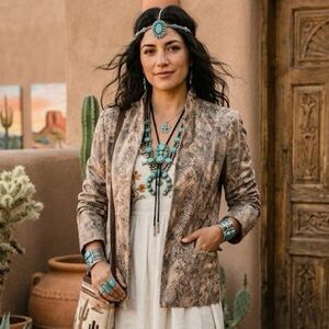 Investments Snakeskin Print Blazer Jacket